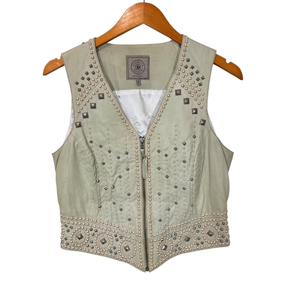 Double D Ranch Jackets & Blazers - Double D Ranch Vest Women S Green Studded Leather Old Money Western Festival